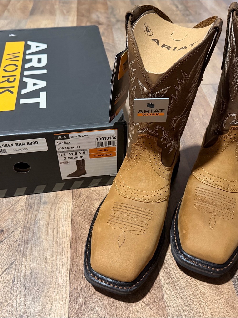 Ariat Men’s Two-Tone Brown Western Work Boots - Aged Bark